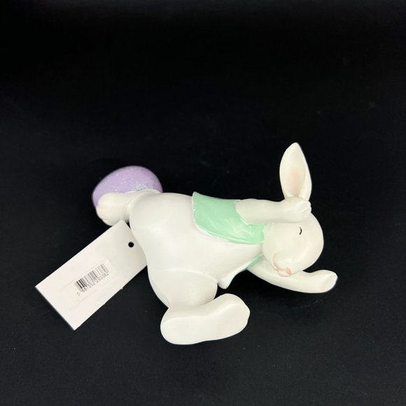 NEW Bath & Body Works Kicking Bunny Rabbit Easter GREEN 3-Wick Candle Topper Egg - Picture 2 of 7